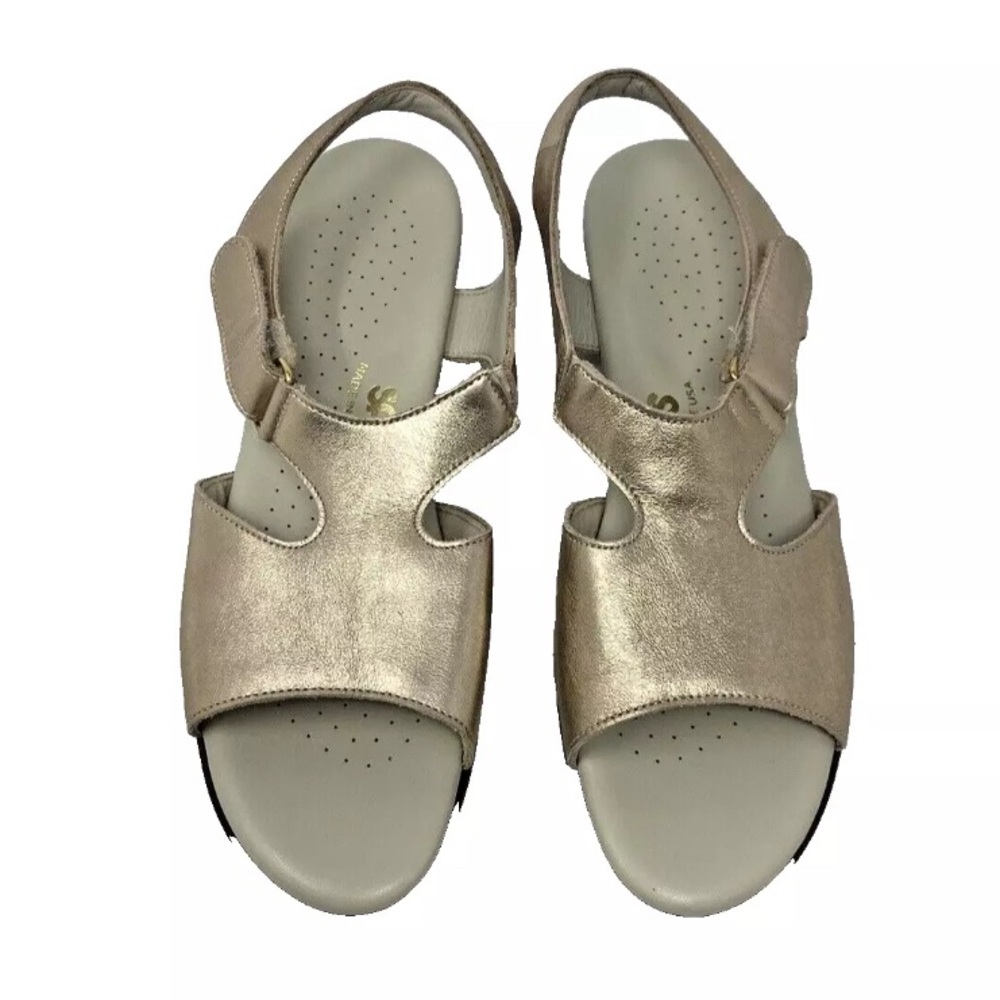 SAS Woman's Suntimer Pearl Bone Leather Sandals 10 W Tripad Comfort Block Heel